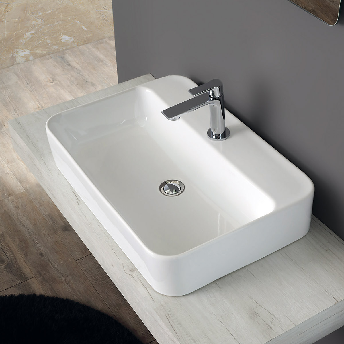 Lavabo d'appoggio 60 c/foro ONE