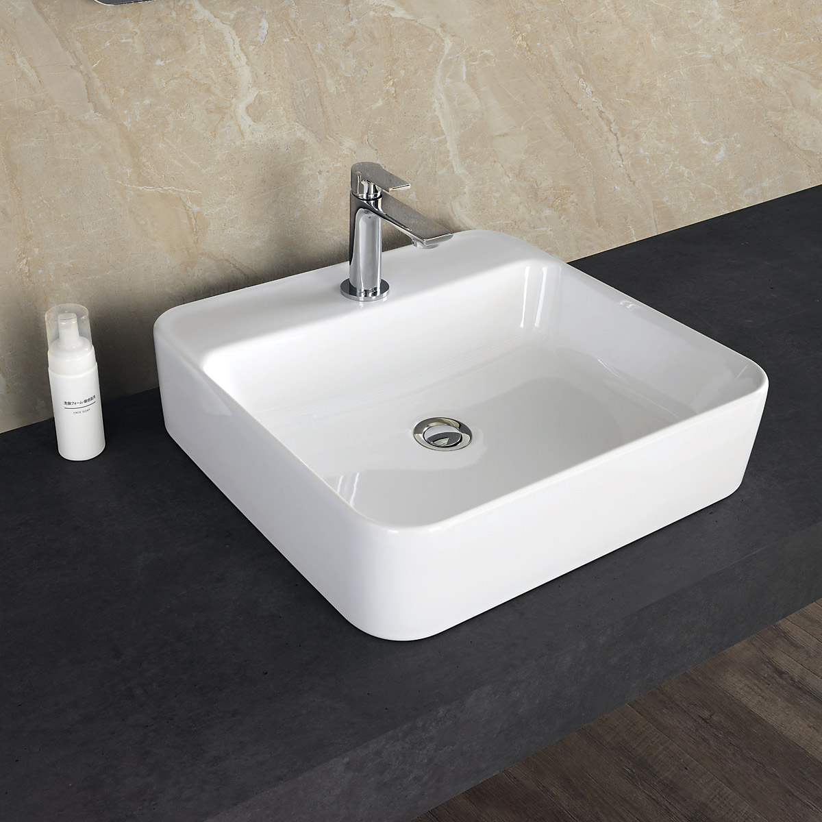 Lavabo d’appoggio 48 c/foro ONE